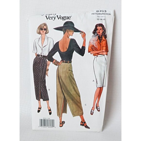 Vintage Vogue Sewing Pattern 8703 Misses Skirt Tapered Wrap Size 12 14 16 Uncut - Picture 1 of 5